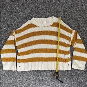 By Together Chunky Cream and Mustard Striped Cotton blend Sweater size large